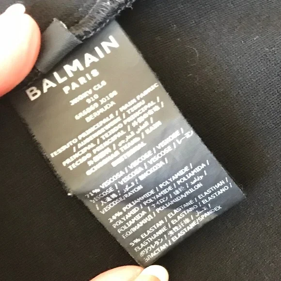 BALMAIN BLACK SHIMMERING PINSTRIPE SHORTS - Picture 8 of 16